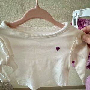 Carter's White Long Sleeve heart Shirt with Matching Skirt